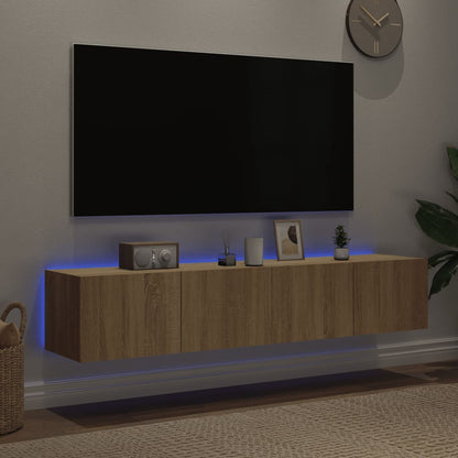 Mobili TV a Parete con Luci LED 2pz Rovere Sonoma 80x35x31 cm - homemem39