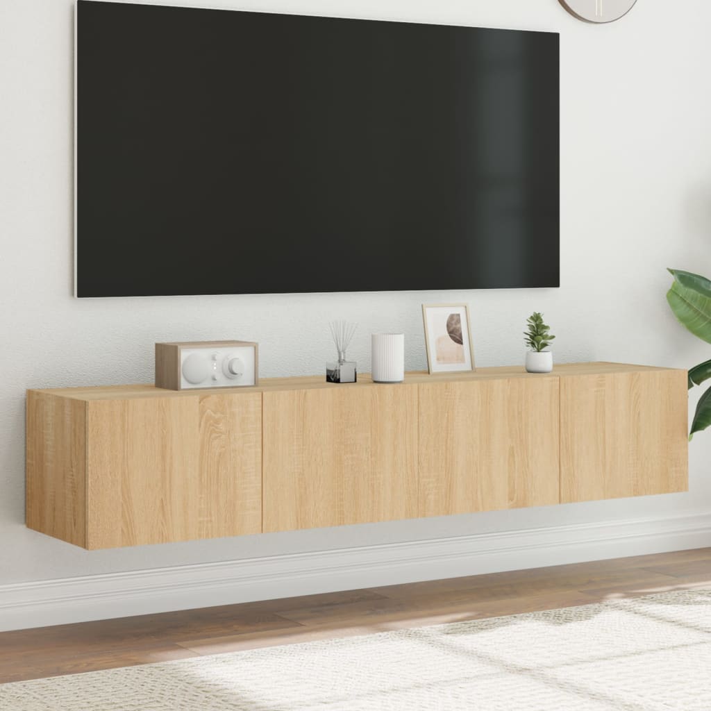 Mobili TV a Parete con Luci LED 2pz Rovere Sonoma 80x35x31 cm - homemem39