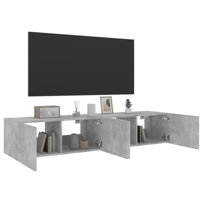 Mobili TV a Parete con Luci LED 2pz Grigio Cemento 80x35x31 cm - homemem39