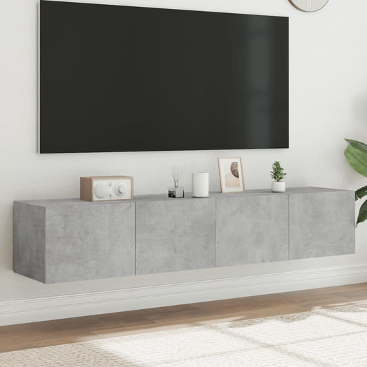 Mobili TV a Parete con Luci LED 2pz Grigio Cemento 80x35x31 cm - homemem39