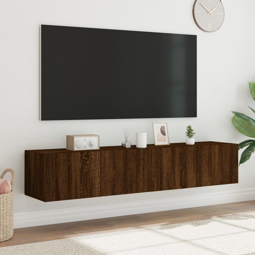 Mobili TV a Parete con Luci LED 2pz Rovere Marrone 80x35x31 cm - homemem39