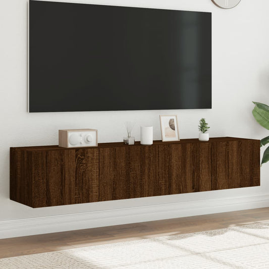 Mobili TV a Parete con Luci LED 2pz Rovere Marrone 80x35x31 cm - homemem39