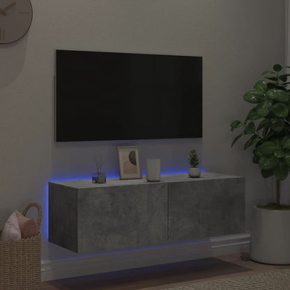 Mobile TV a Parete con Luci LED Grigio Cemento 100x35x31 cm - homemem39