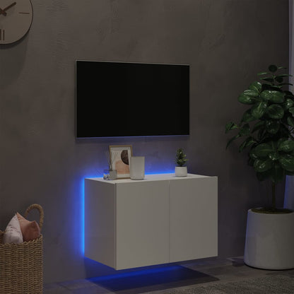 Mobile TV a Parete con Luci LED Bianco 60x35x41 cm - homemem39