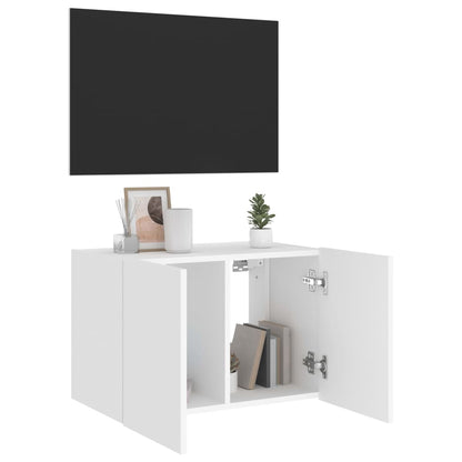 Mobile TV a Parete con Luci LED Bianco 60x35x41 cm - homemem39