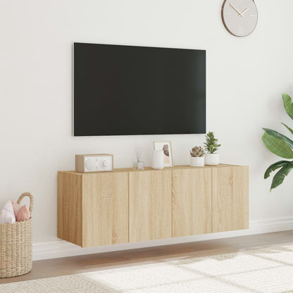 Mobili TV a Parete con Luci LED 2pz Rovere Sonoma 60x35x41 cm - homemem39