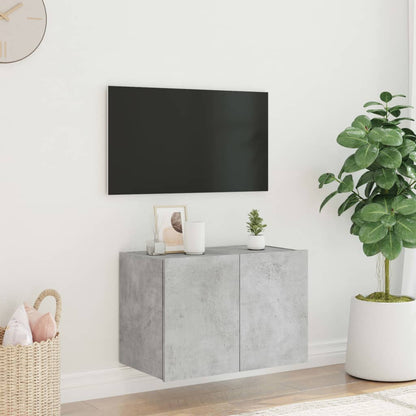 Mobile TV a Parete con Luci LED Grigio Cemento 60x35x41 cm - homemem39