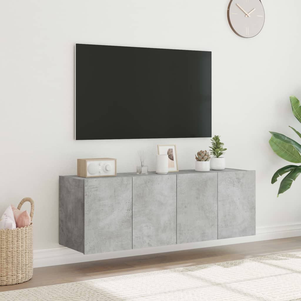 Mobili TV a Parete con Luci LED 2pz Grigio Cemento 60x35x41 cm - homemem39