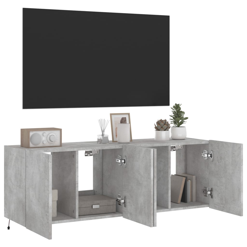 Mobili TV a Parete con Luci LED 2pz Grigio Cemento 60x35x41 cm - homemem39