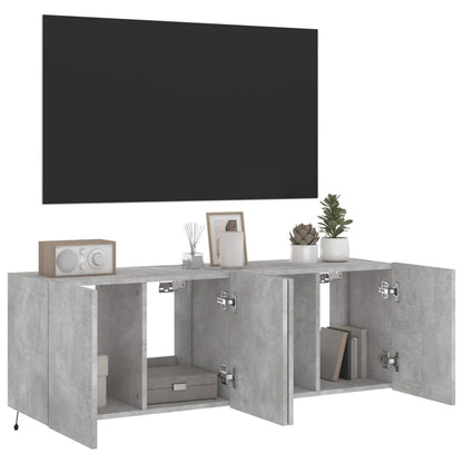 Mobili TV a Parete con Luci LED 2pz Grigio Cemento 60x35x41 cm - homemem39