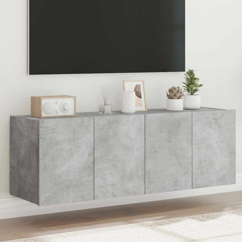 Mobili TV a Parete con Luci LED 2pz Grigio Cemento 60x35x41 cm - homemem39