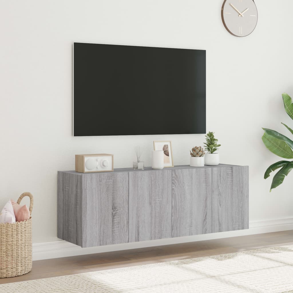 Mobili TV a Parete con Luci LED 2pz Grigio Sonoma 60x35x41 cm - homemem39