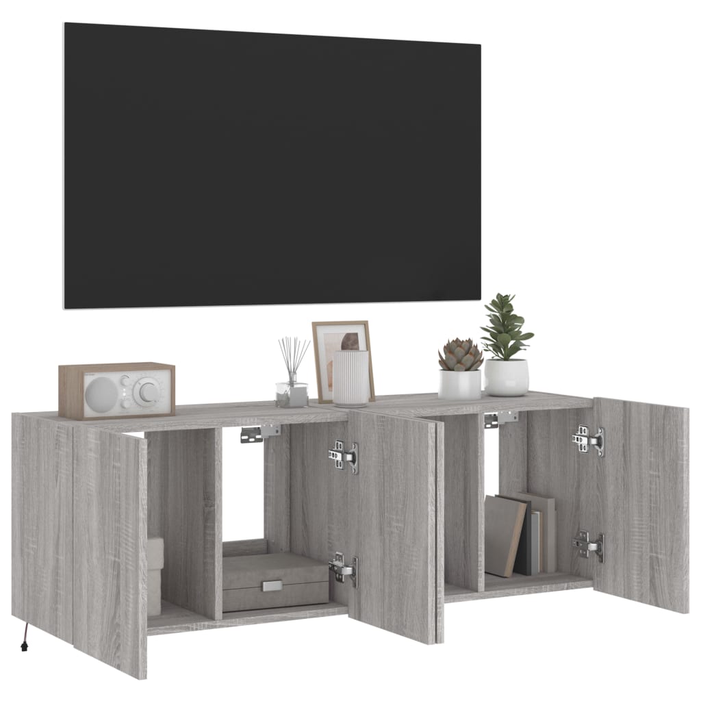 Mobili TV a Parete con Luci LED 2pz Grigio Sonoma 60x35x41 cm - homemem39