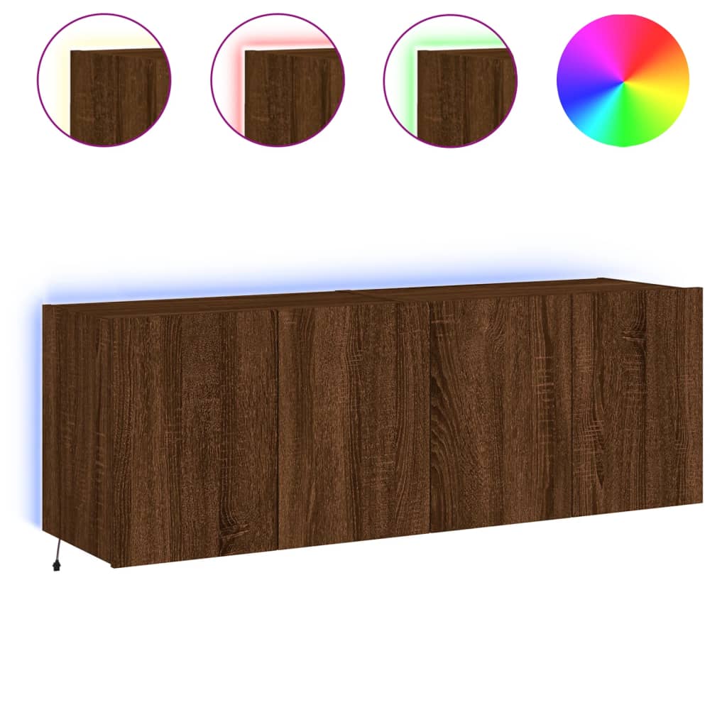 Mobili TV a Parete con Luci LED 2pz Rovere Marrone 60x35x41 cm - homemem39