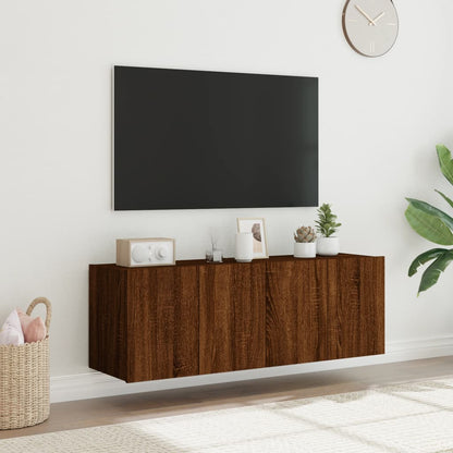 Mobili TV a Parete con Luci LED 2pz Rovere Marrone 60x35x41 cm - homemem39