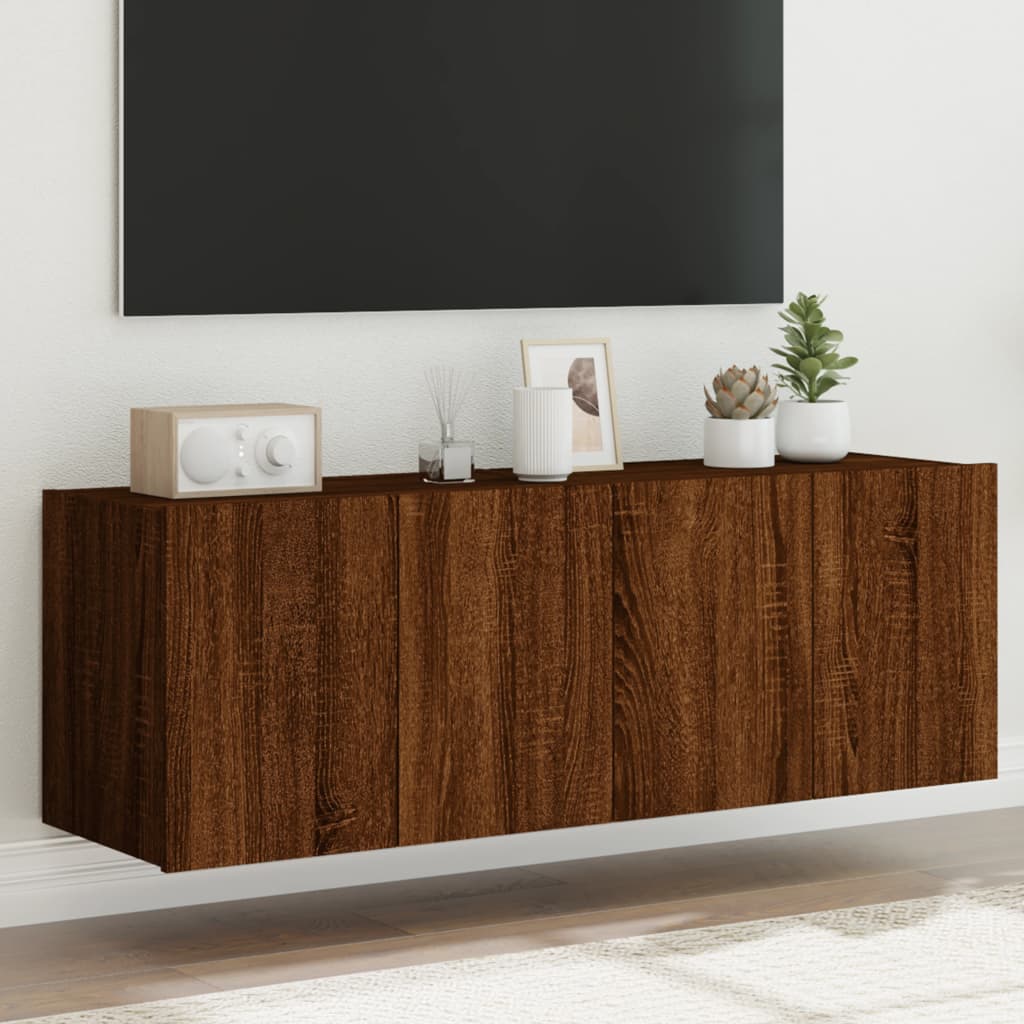 Mobili TV a Parete con Luci LED 2pz Rovere Marrone 60x35x41 cm - homemem39