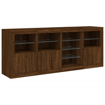 Credenza con Luci LED Rovere Marrone 164x37x67 cm - homemem39