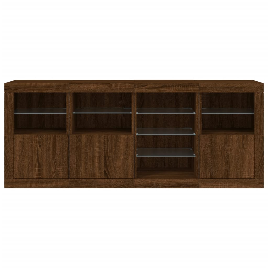 Credenza con Luci LED Rovere Marrone 164x37x67 cm - homemem39