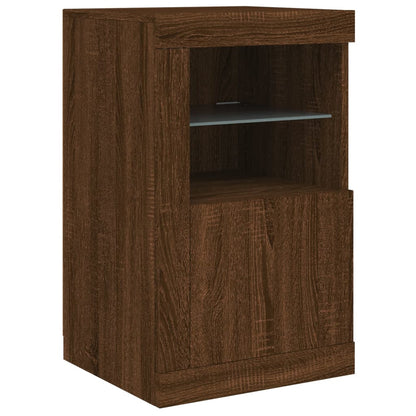 Credenza con Luci LED Rovere Marrone 164x37x67 cm - homemem39