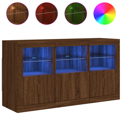 Credenza con Luci LED Rovere Marrone 123x37x67 cm - homemem39