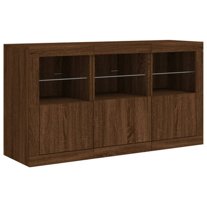 Credenza con Luci LED Rovere Marrone 123x37x67 cm - homemem39