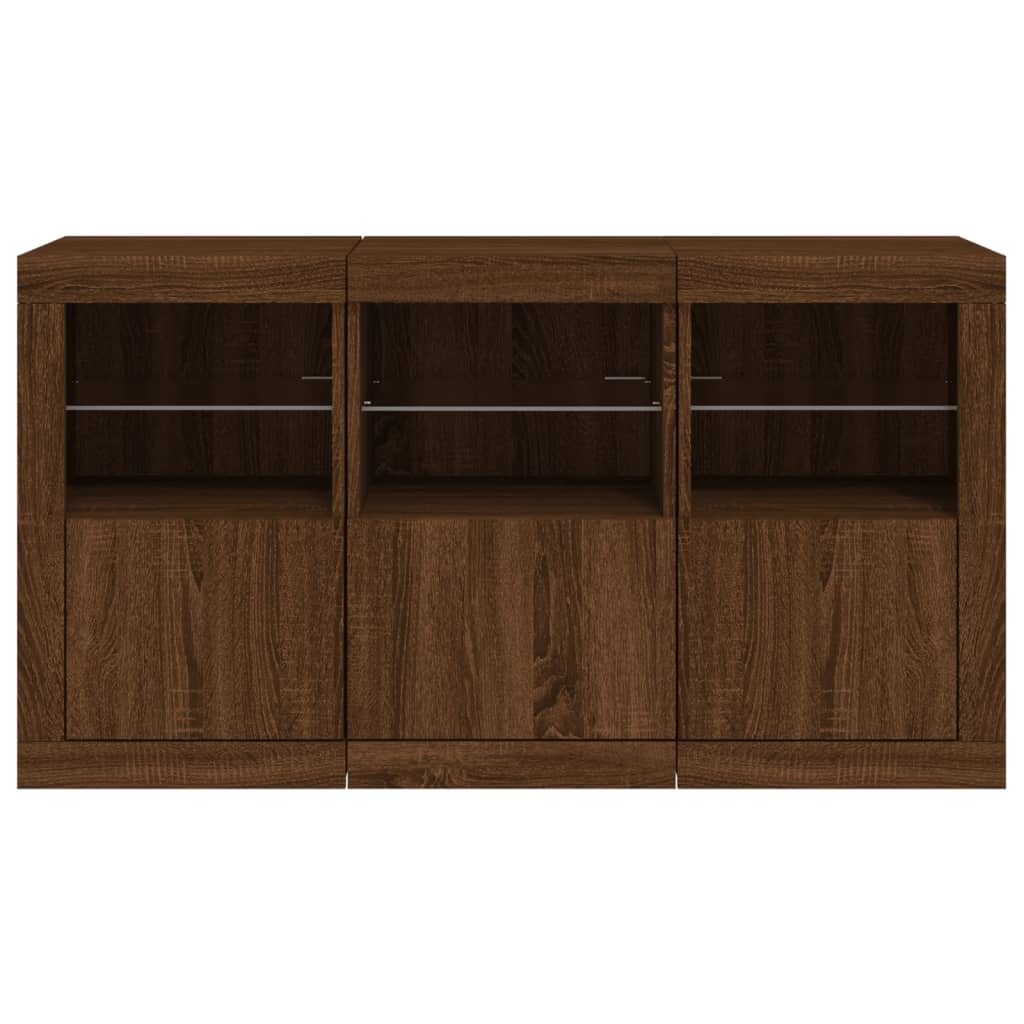 Credenza con Luci LED Rovere Marrone 123x37x67 cm - homemem39