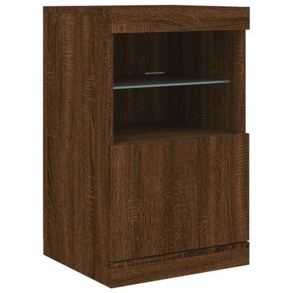 Credenza con Luci LED Rovere Marrone 123x37x67 cm - homemem39