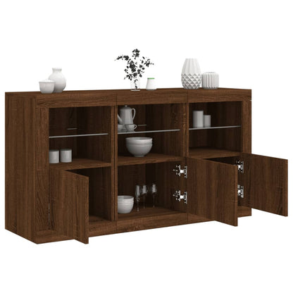 Credenza con Luci LED Rovere Marrone 123x37x67 cm - homemem39