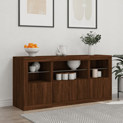 Credenza con Luci LED Rovere Marrone 142,5x37x67 cm - homemem39