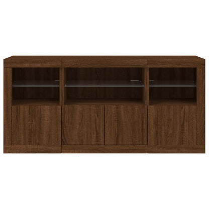 Credenza con Luci LED Rovere Marrone 142,5x37x67 cm - homemem39