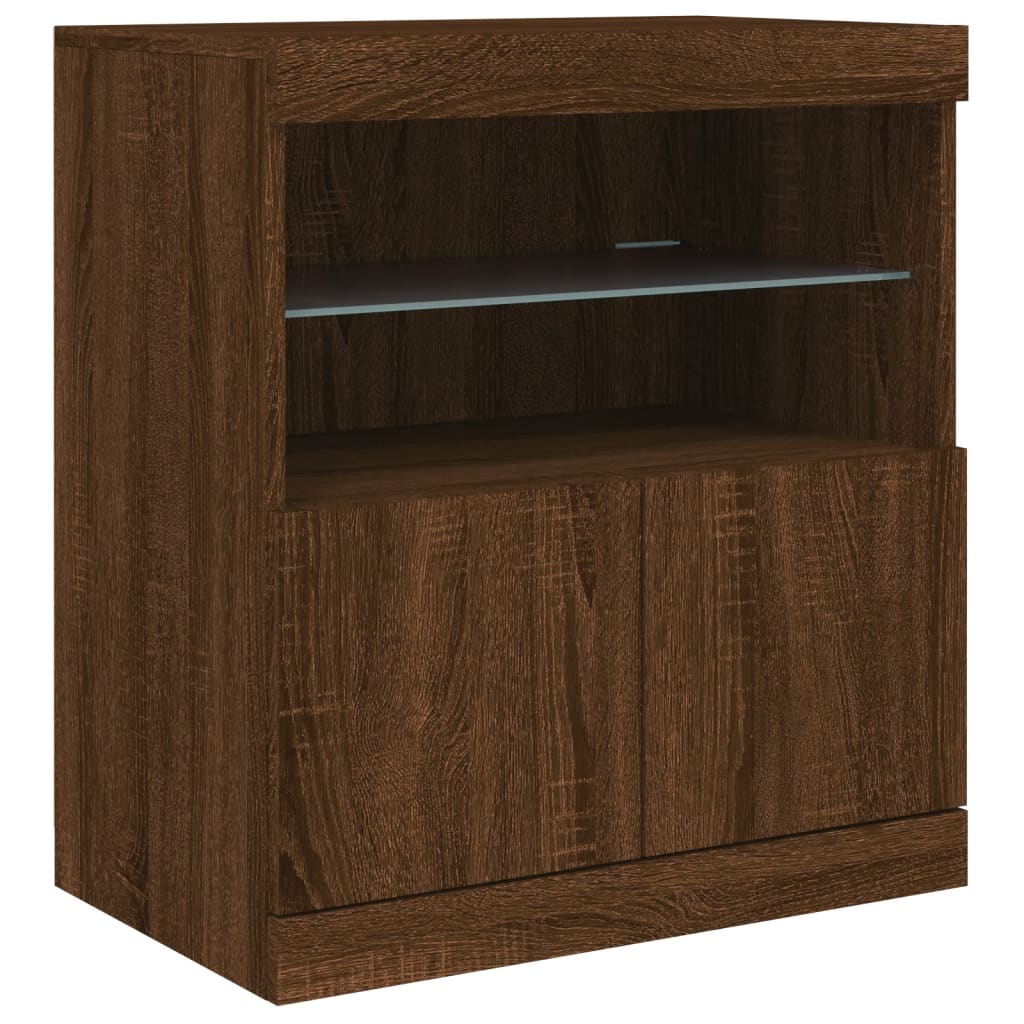 Credenza con Luci LED Rovere Marrone 142,5x37x67 cm - homemem39