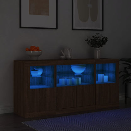 Credenza con Luci LED Rovere Marrone 142,5x37x67 cm - homemem39