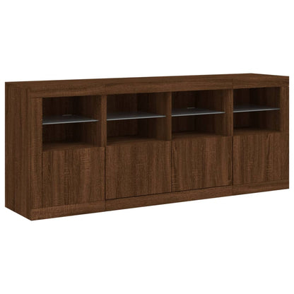 Credenza con Luci LED Rovere Marrone 163x37x67 cm - homemem39