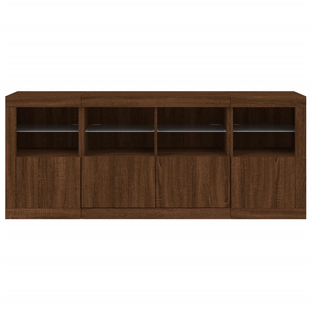 Credenza con Luci LED Rovere Marrone 163x37x67 cm - homemem39