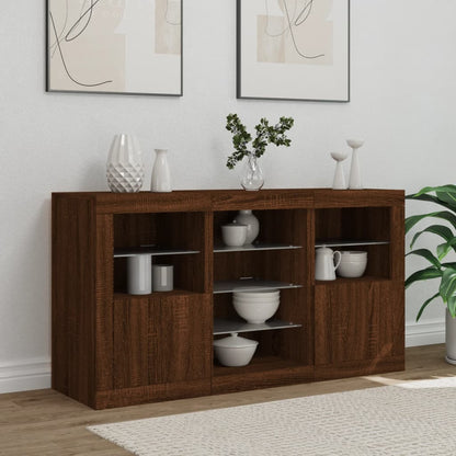 Credenza con Luci LED Rovere Marrone 123x37x67 cm - homemem39