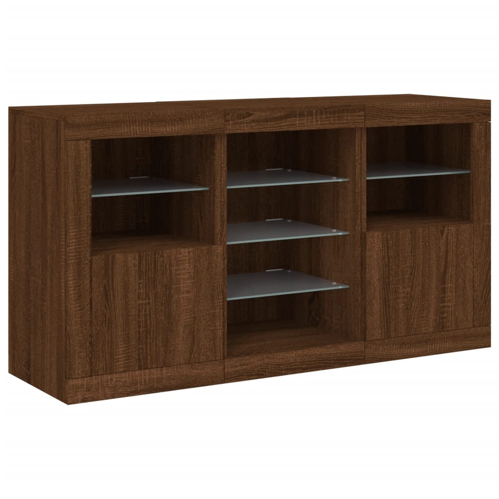 Credenza con Luci LED Rovere Marrone 123x37x67 cm - homemem39