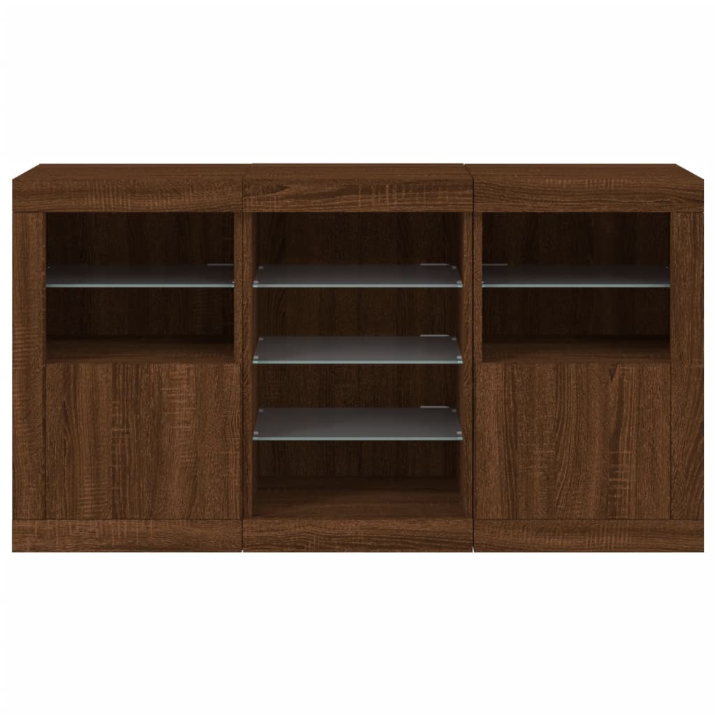 Credenza con Luci LED Rovere Marrone 123x37x67 cm - homemem39