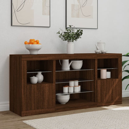 Credenza con Luci LED Rovere Marrone 142,5x37x67 cm - homemem39