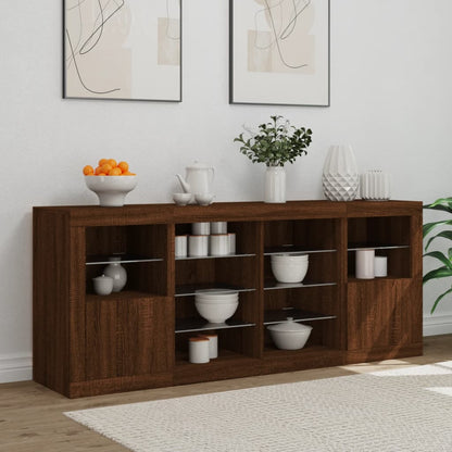 Credenza con Luci LED Rovere Marrone 163x37x67 cm - homemem39