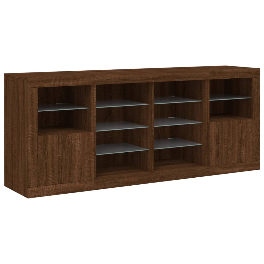 Credenza con Luci LED Rovere Marrone 163x37x67 cm - homemem39