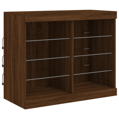 Credenza con Luci LED Rovere Marrone 163x37x67 cm - homemem39