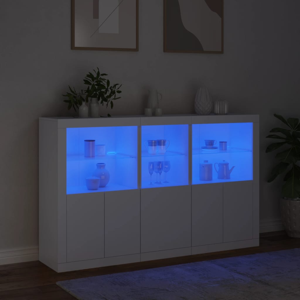 Credenza con Luci LED Bianca 162x37x100 cm - homemem39