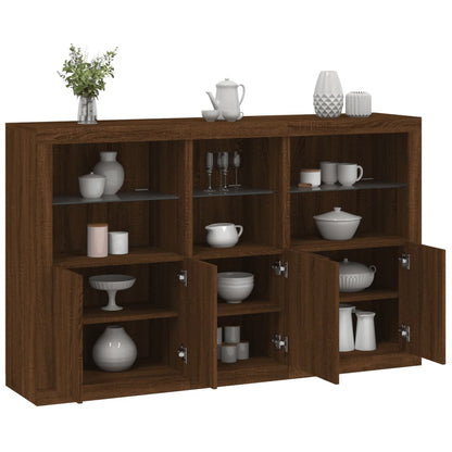 Credenza con Luci LED Rovere Marrone 162x37x100 cm - homemem39