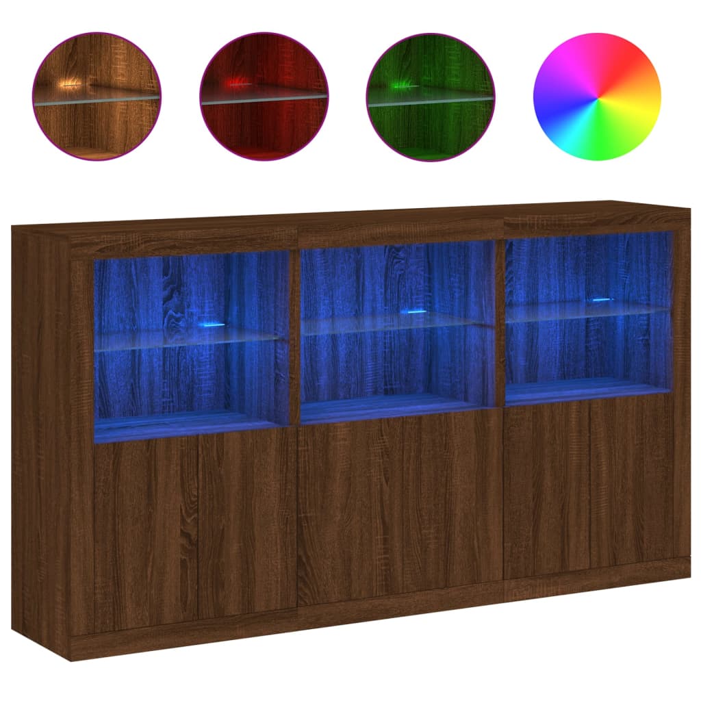 Credenza con Luci LED Rovere Marrone 181,5x37x100 cm - homemem39