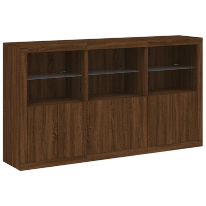 Credenza con Luci LED Rovere Marrone 181,5x37x100 cm - homemem39