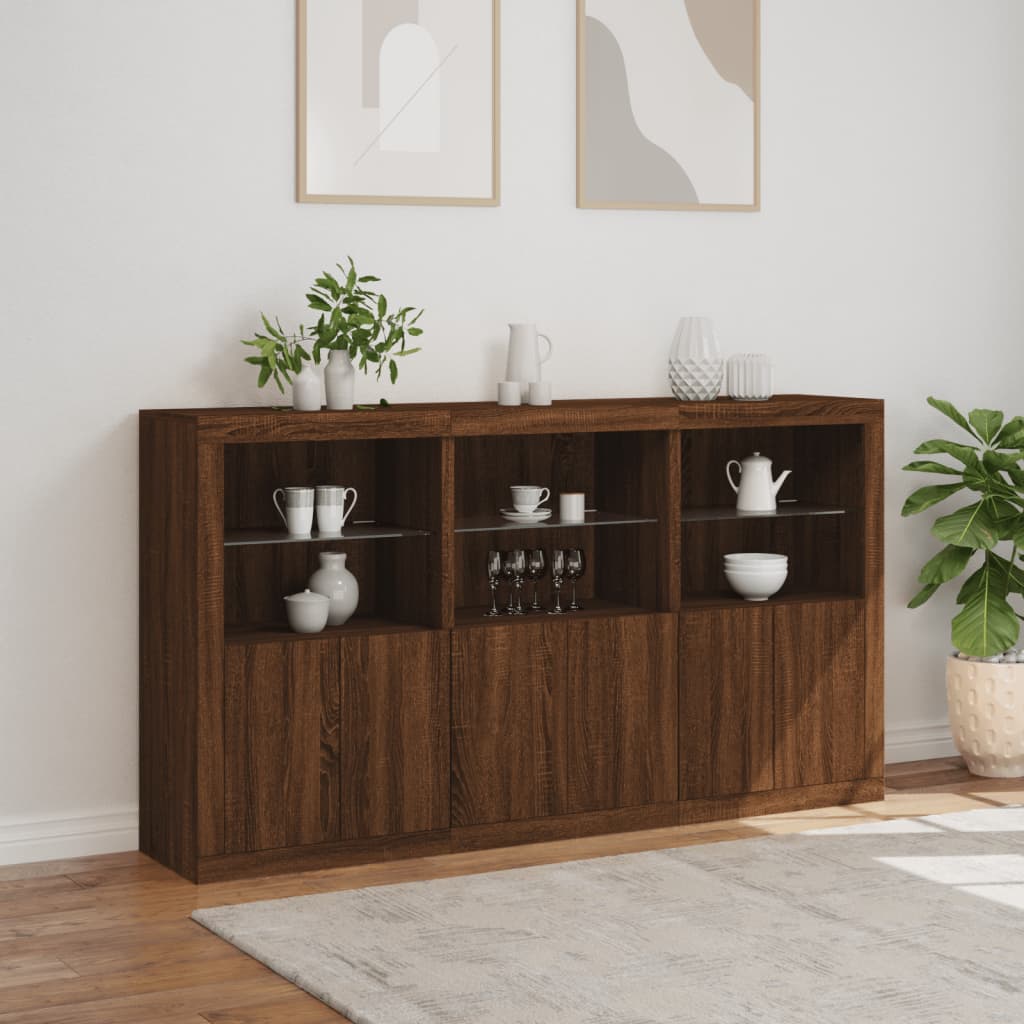 Credenza con Luci LED Rovere Marrone 181,5x37x100 cm - homemem39