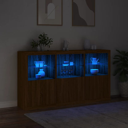 Credenza con Luci LED Rovere Marrone 181,5x37x100 cm - homemem39