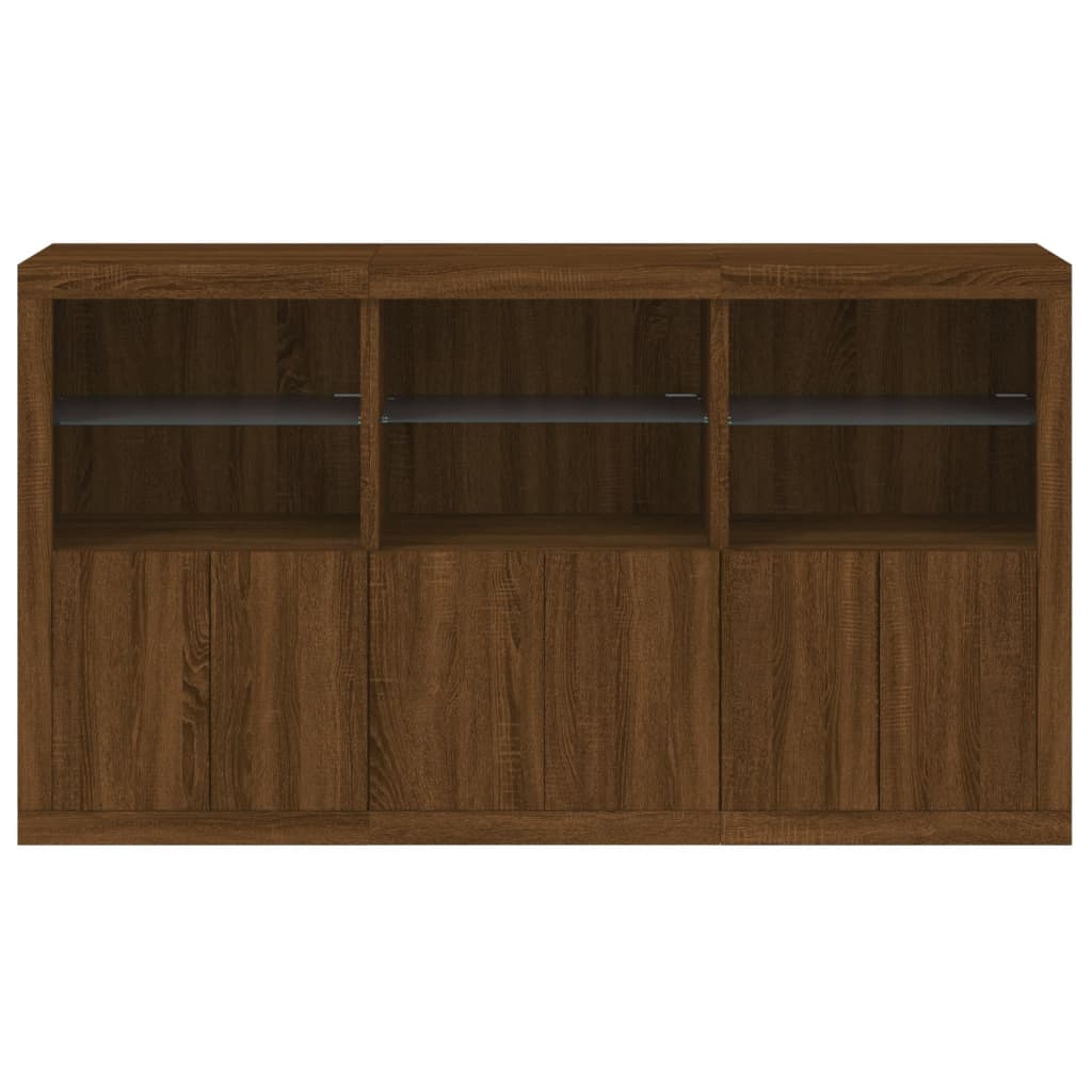 Credenza con Luci LED Rovere Marrone 181,5x37x100 cm - homemem39