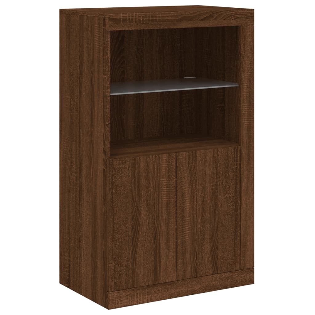 Credenza con Luci LED Rovere Marrone 181,5x37x100 cm - homemem39