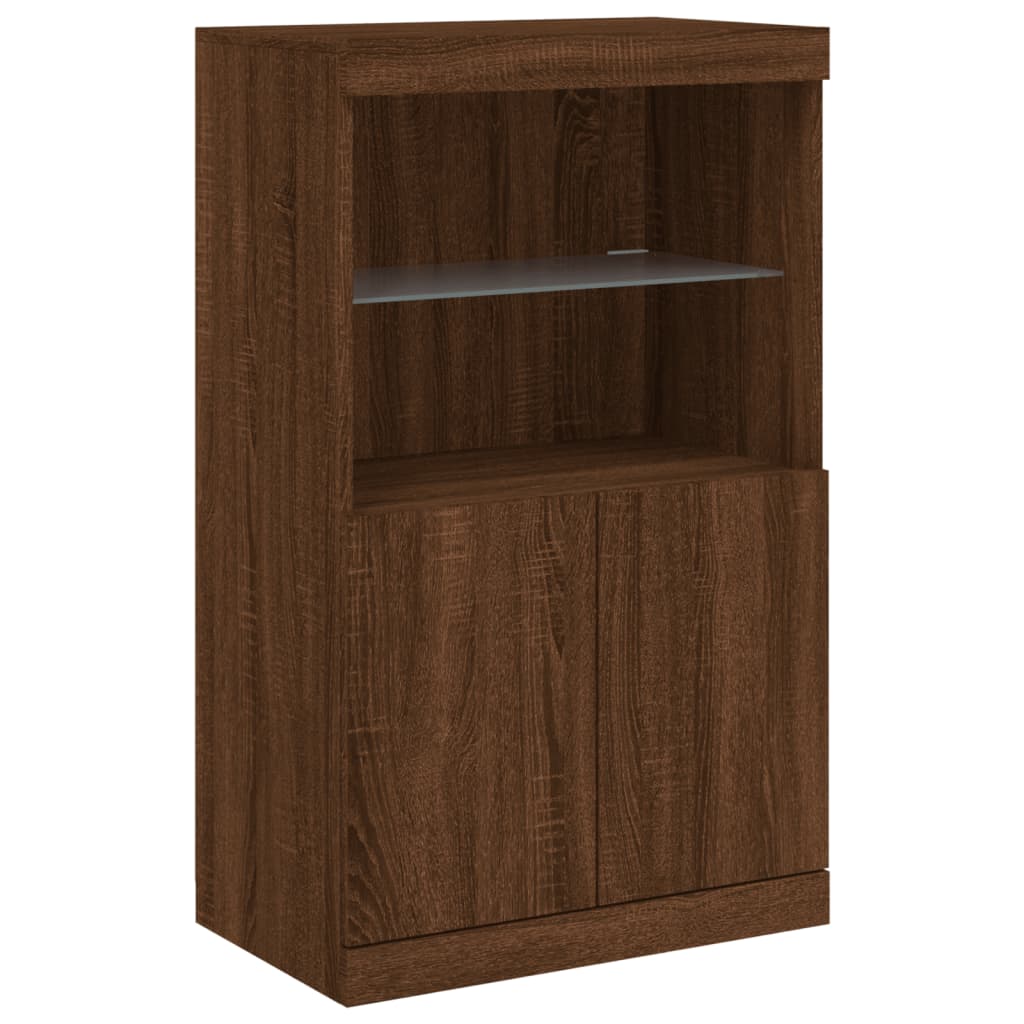 Credenza con Luci LED Rovere Marrone 181,5x37x100 cm - homemem39